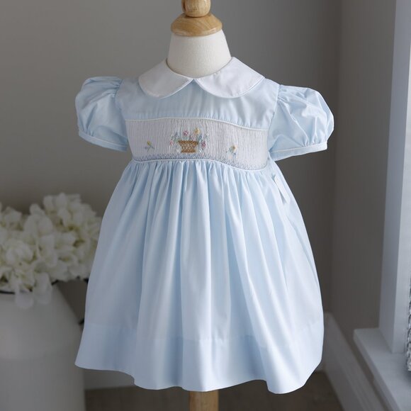 Rare Blue Smocked Traditional Heirloom Dress Boutique Spring Portrait 24 Months - Picture 1 of 5